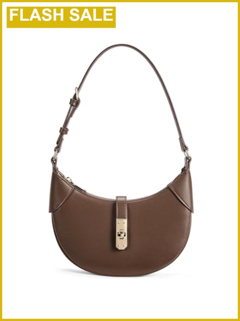 Small Crescent Shoulder Bag Vegan Leather Adjustable Strap Women's Purse